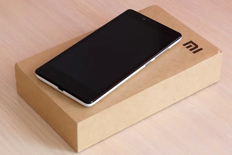Xiaomi Redmi Note smartphone on its retail box
