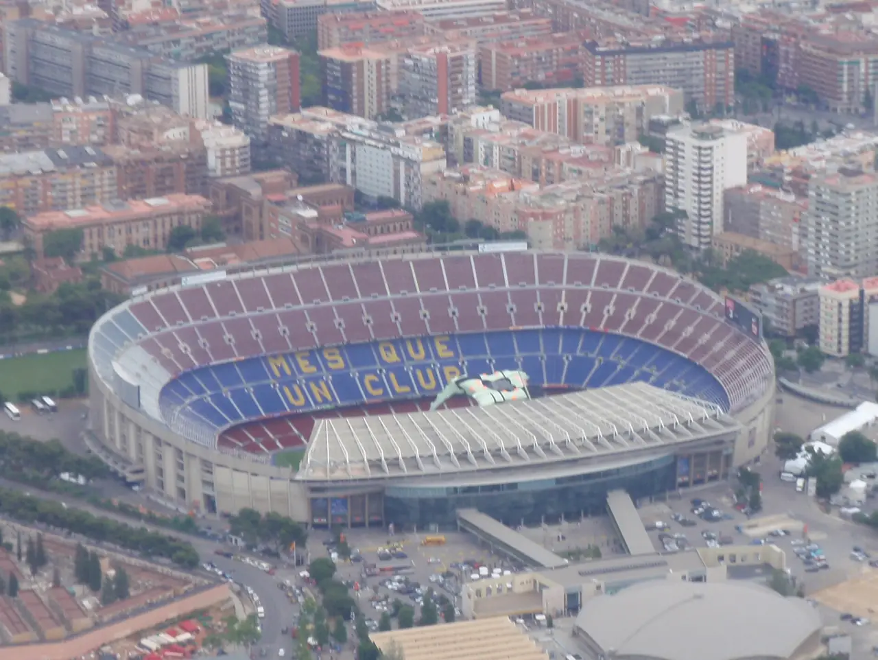 Aerial view of Camp Nou football stadium in Barcelona