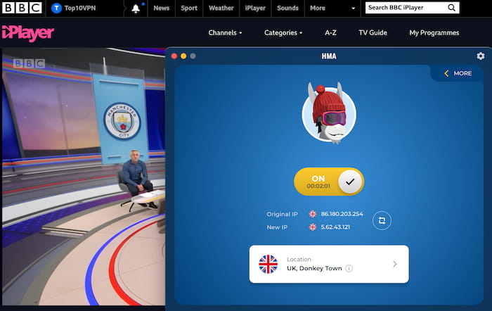 HMA’s dedicated streaming server for BBC iPlayer worked in our tests