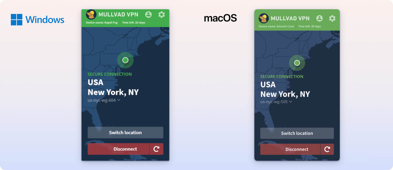 Mullvad’s Windows and macOS APP
