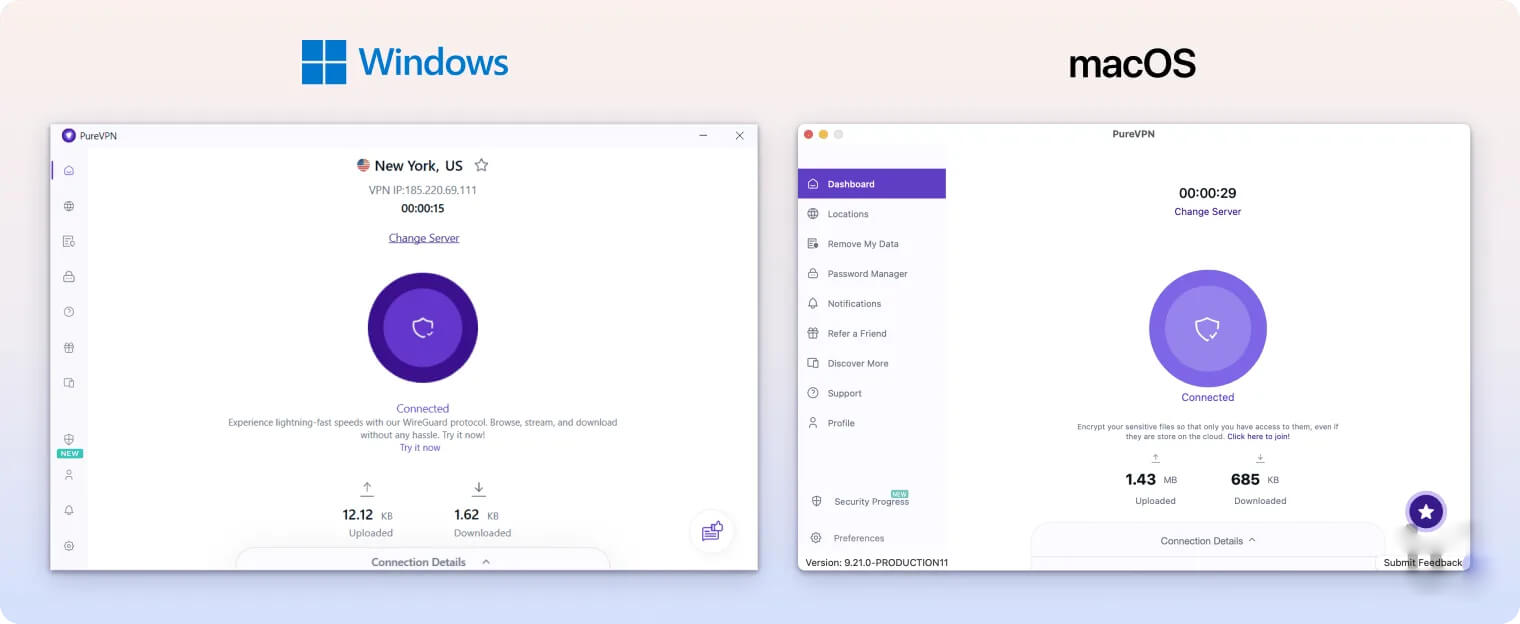 PureVPN Windows & macOS Client