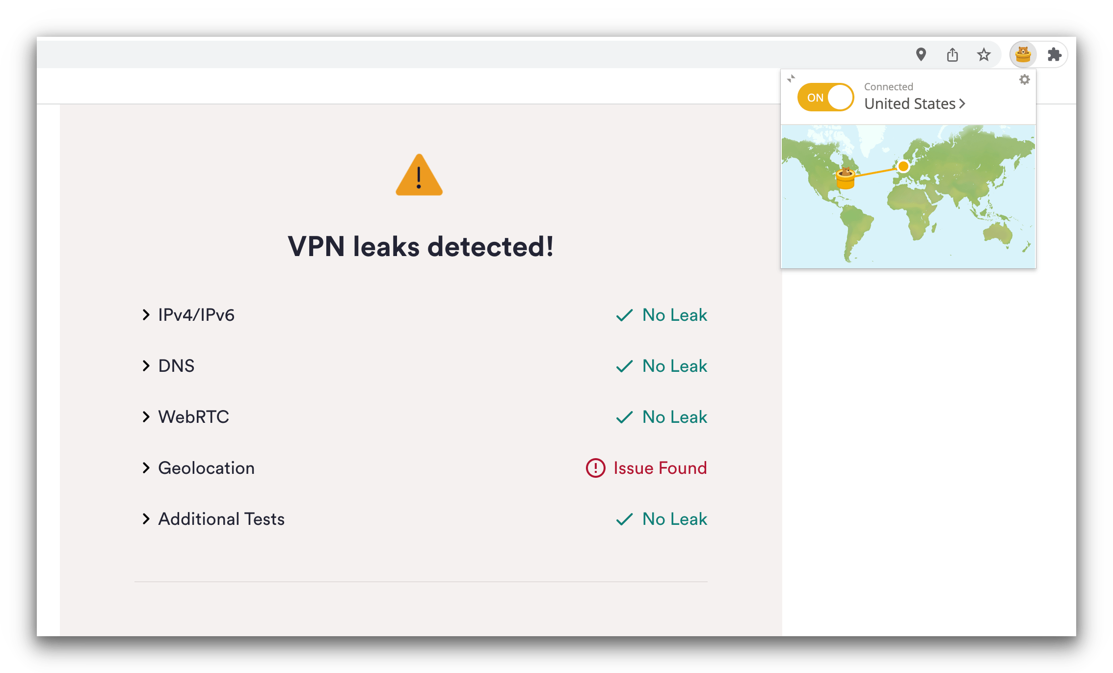 TunnelBear should not leak geolocation details