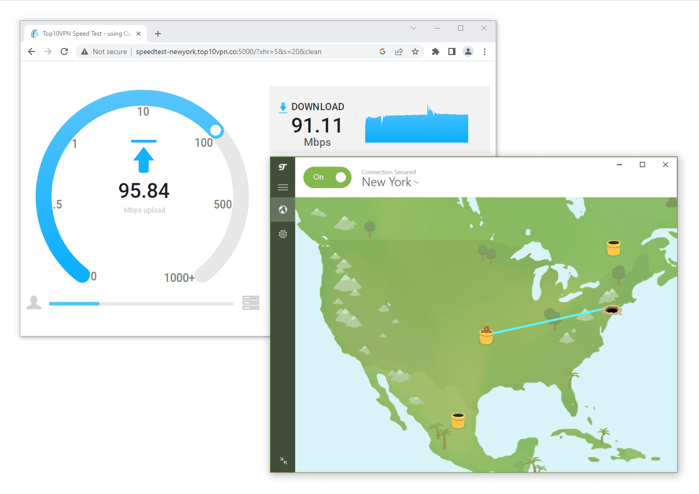 We tested TunnelBear on our unbiased speed test tool