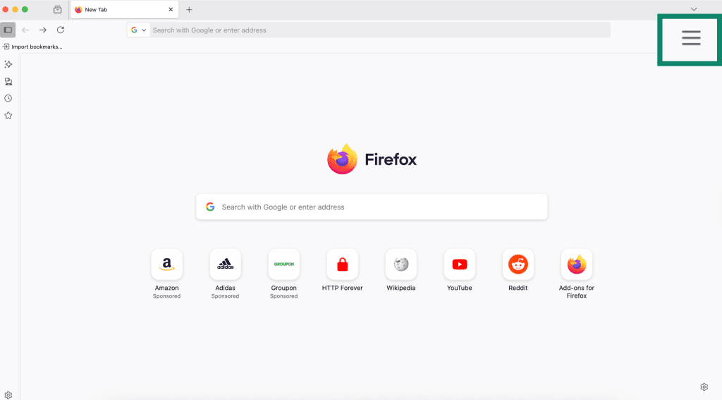 Firefox menu button Firefox menu button
