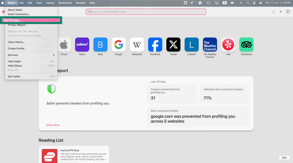 Safari Settings Safari Settings