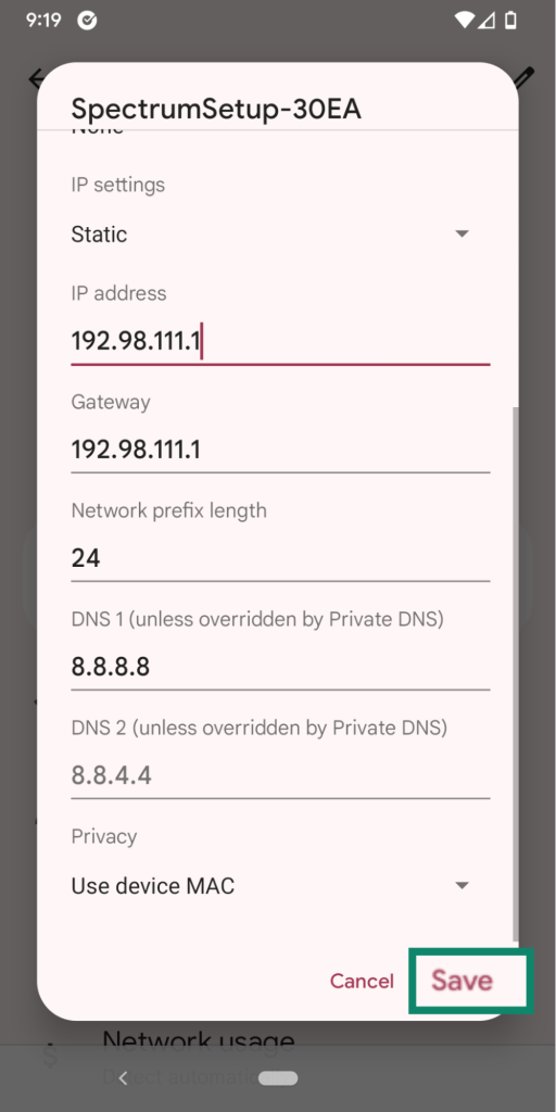 private IP address 